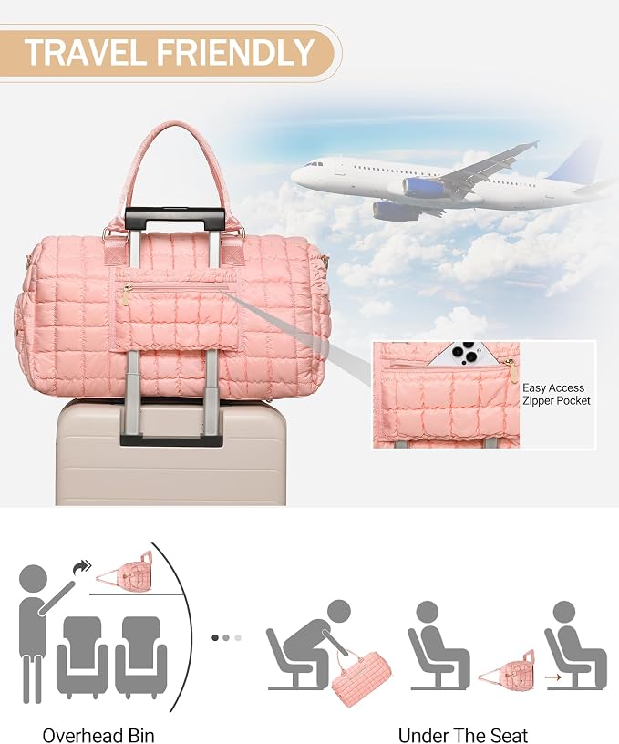 Duffle Bag for Travel, Weekender Bag with Shoe Compartment, Carry On Overnight Bag for Women with Toiletry Bag, Gym Bag with Wet Pocket, Hospital Bags for Labor and Delivery Beige - Image 6