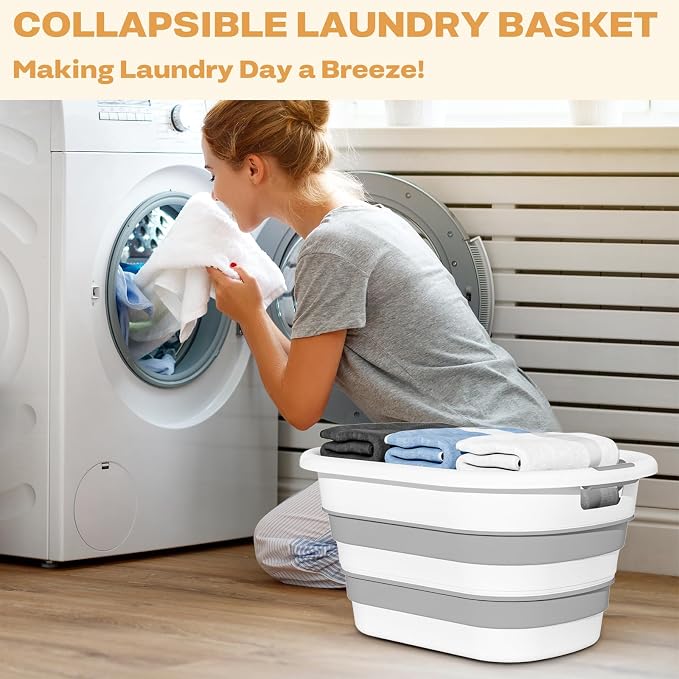 43L(11.5Gallon) Collapsible Laundry Baskets Plastic (Grey, 2 Packs) | Pop Up Laundry hamper/Storage Container, Foldable Laundry Basket with Large Capacity,Sturdy,Space Saver - Image 3