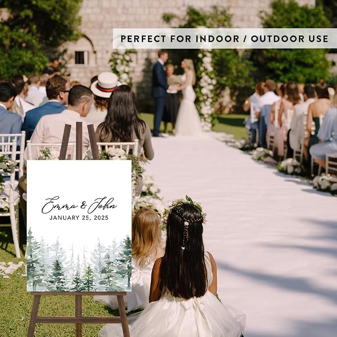 Andaz Press Custom Large Canvas Wedding Guest Book Alternative, 16 x 20 Inches, Misty Woodland Forest Trees Vertical Boho Personalized Sign Our Canvas Guest Book Signs for Wedding Rustic Woodland - Image 5