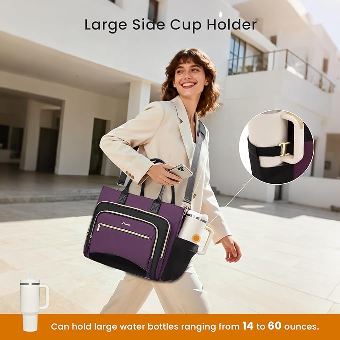 LOVEVOOK Work Tote Bags for Women,Laptop Teacher Bag With File Organizer | Large Cup Holder,Teacher Tote Bag,Nurse Bags,Multi-Pockets Professional Briefcase Business Purses Handbag - Image 3