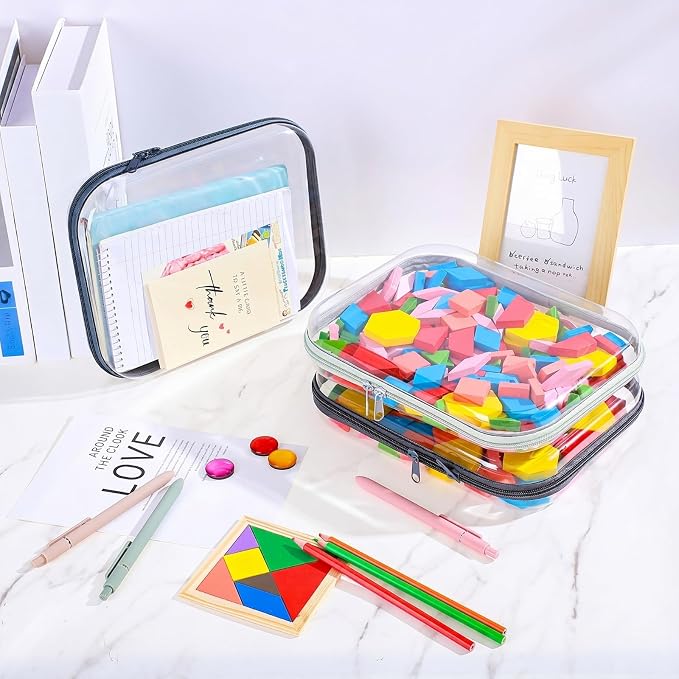 Sanwuta 6 Clear Hard Zipper Case,Blue-green,9.84 X 7.87 X 2 Inch | Pencil Case Pouches ,Makeup Bag,Plastic Toiletry Diaper Bag ,Travel Toy Storage,Waterproof Organizer Bins - Image 5
