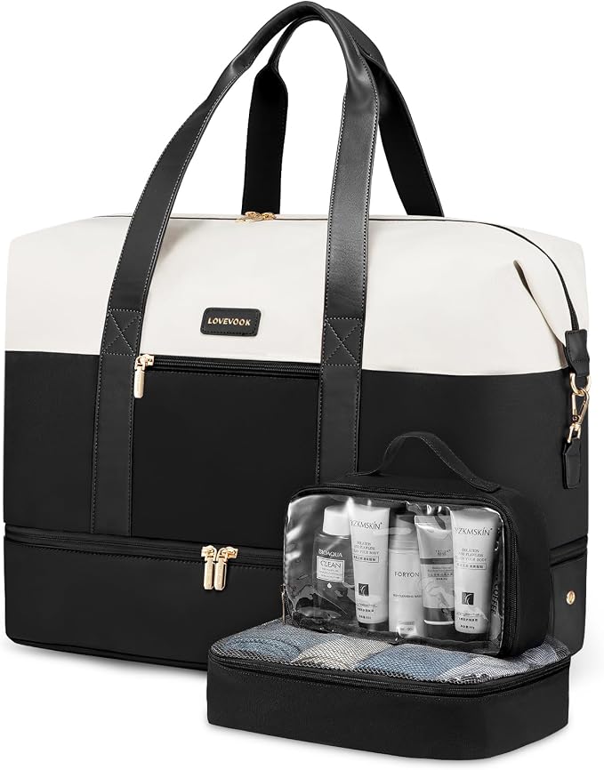 LOVEVOOK Weekender Bag for Women, Large Duffle Bag for Travel with 2 Packing Cubes, Carry on Overnight Bag with Shoe Compartment, Mom Hospital Bags for Labor and Delivery by LOVEVOOK