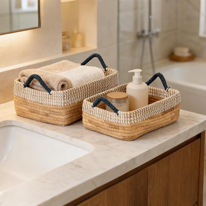 Laundry Hamper 4pcs with Handles, Natural Seagrass Woven Laundry Hamper Baskets for Home Organization - Bedroom, Bathroom, Laundry Room - Stackable for Clothes, Toys, Blankets 49L &29L & 10.7L & 7.6L - Image 3