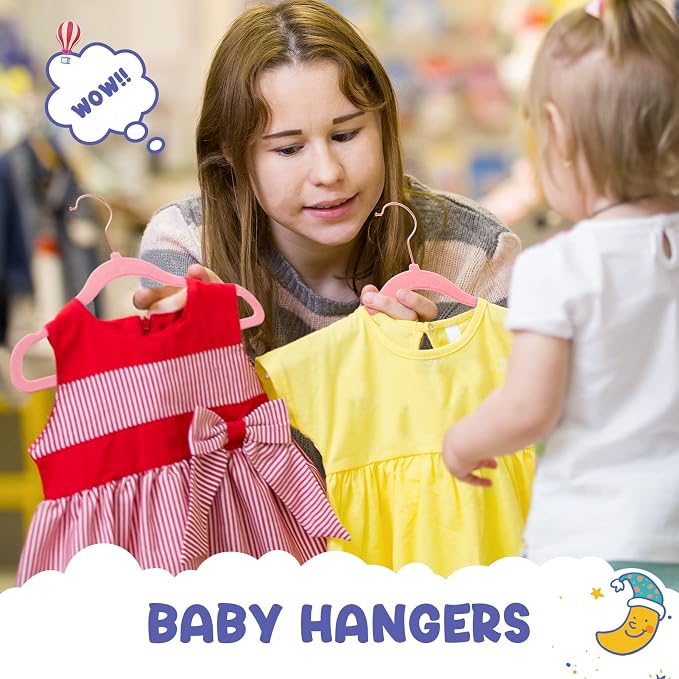 HOUSE DAY Velvet Baby Hangers for Closet, Kids Hangers Velvet 60 Pack, Non Slip Toddler Hanger 11.8 Inch, Durable Childrens Hanger for Newborn Baby Clothes- Blush Pink | Blush Pink Non Slip Toddler Hanger 11.8 Inch, Durable Childrens Hanger for Newborn... - Image 2