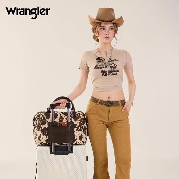 Wrangler Duffel Bag for Travel Large Weekender Bags for Women Waterproof Carry On Overnight Bag AR-WG-HB-294-5110-COW-CF - Image 6