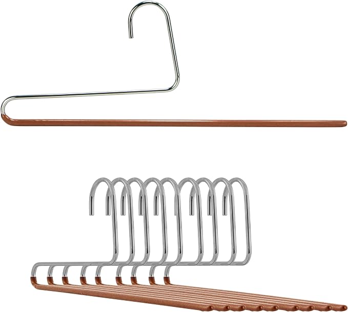 Mawa by Reston Lloyd Non-Slip Space Saving Clothes Hanger with Single Rod for Pants, Style KH35U, Copper,Set of 10 by Mawa