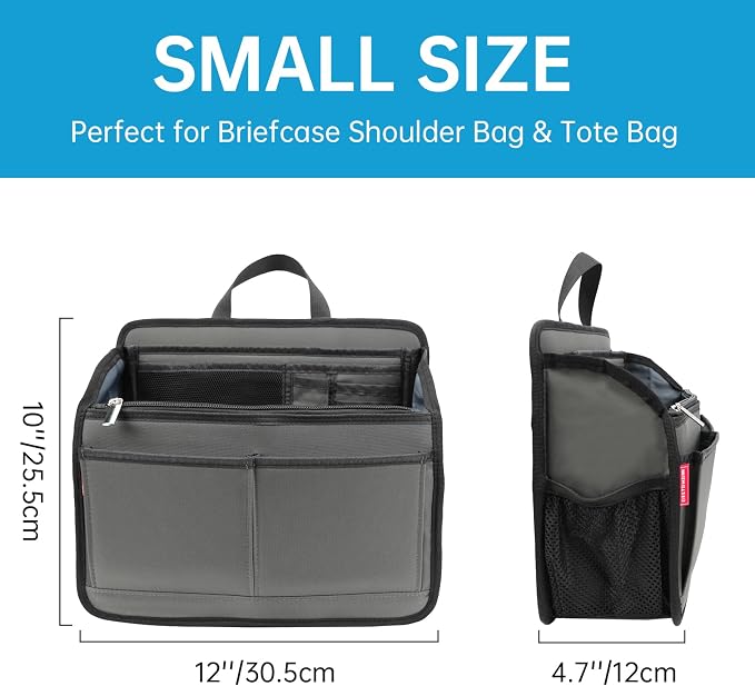 Small Rugged Organizer Insert for Briefcase Tote Shoulder Messenger Bag-19 Pockets,Padded Water-repellent Nylon-Navy - Image 4