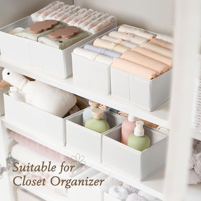 Drawer Organizers 18-Piece Set, Dresser Organizer for Baby Clothes, Foldable Closet Storage & Drawer Dividers for Underwear, Socks, Nursery (White) - Image 6