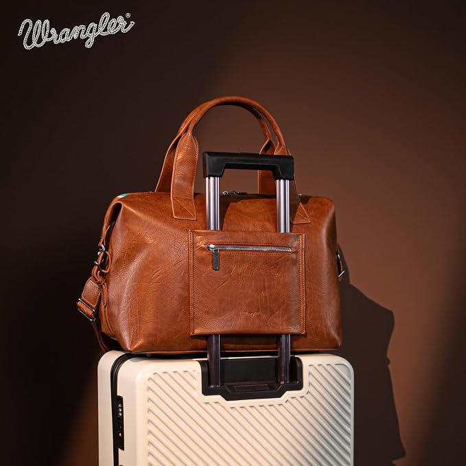 Wrangler Duffel Bag for Women Large Travel Weekender Bag Tapestry Designer Carry On Bags, Brown - Image 5