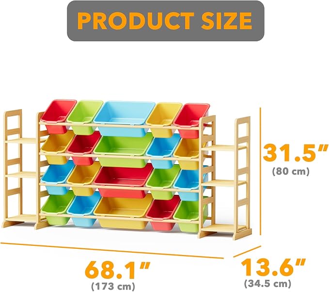 SpaceAid Toy Storage Organizer with 6 Shelves and 20 Bins, Toy Organizers Storage Bookshelf, Kids Bin Shelf Toys Box Bookcase for Bedroom Playroom Organization Room Decor, Multi-Colored - Image 2
