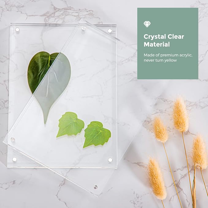 SYNTRIFIC 8x10 Acrylic Frames 5 Pack Clear Lucite Picture Frame Magnetic | Clear Lucite Frames, Stand on Desk, Horizontal and Vertical, Frameless, Floating Effect Photo Display - Image 6