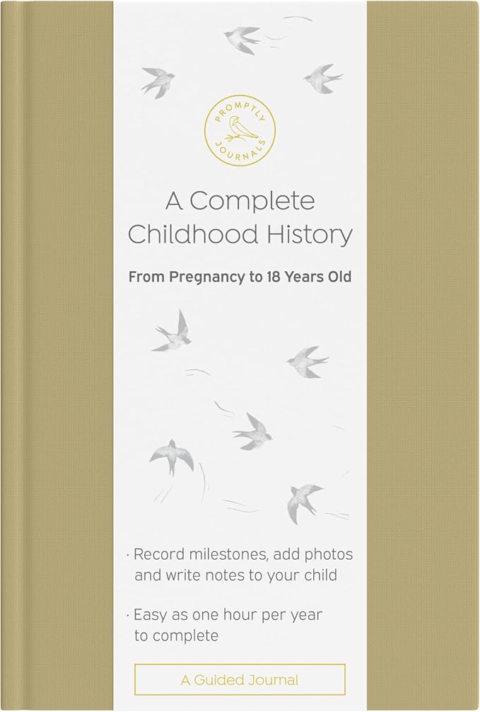 A Complete Childhood History: From Pregnancy to 18 Years Old (Sage Green, Linen) | Baby Book and Pregnancy Journal | Baby Memory Book by PromptlyJournals