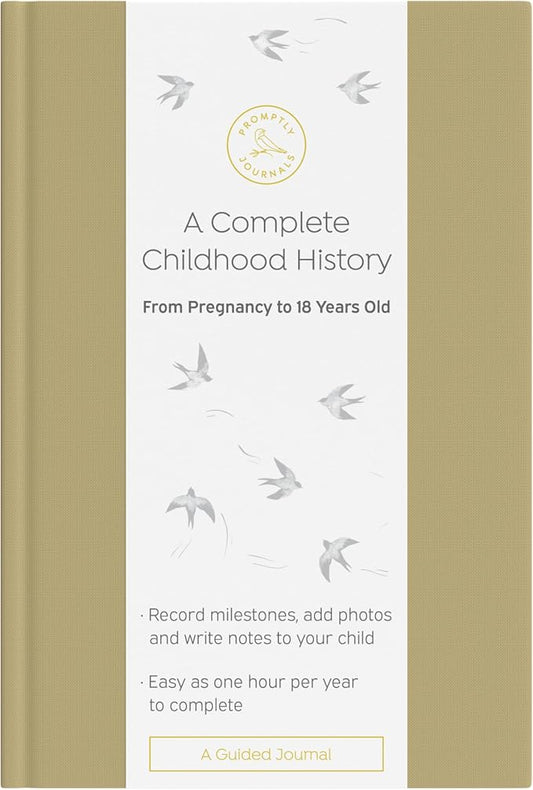 A Complete Childhood History: From Pregnancy to 18 Years Old (Sage Green, Linen) | Baby Book and Pregnancy Journal | Baby Memory Book by PromptlyJournals