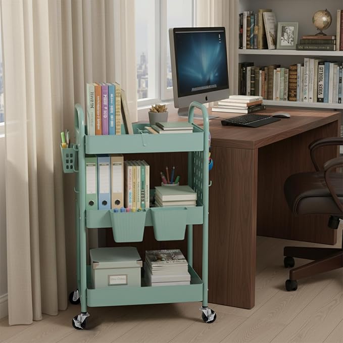 danpinera Rolling Cart, Movable Utility Organizer with Retractable Dividers & Pegboards for Kitchen, Bathroom, Office - Image 9
