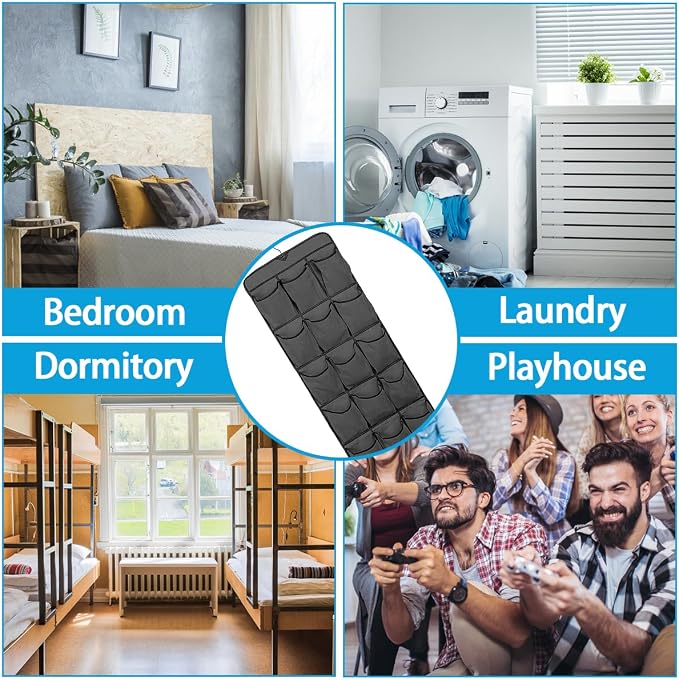3Pcs 30 Large Pockets Dual Sided Hanging Shoe Organizer Double-Side Closet Storage Shelves with Rotating Hanger Space Saving Storage Bag Portable Shoe Rack Holder for Bedroom Laundry Room,Black - Image 4