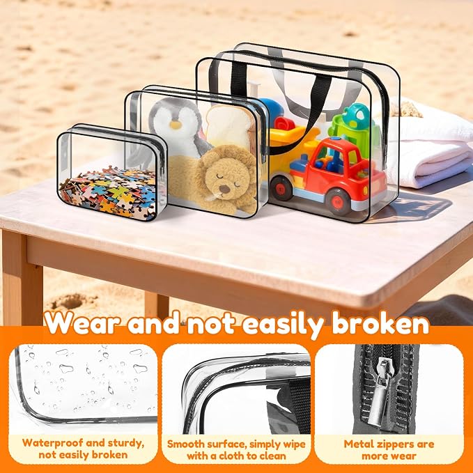 18 Pack Toy Storage Bags 3 Size Clear PVC Puzzle Organizer Bags with Zipper | Travel Waterproof Toy Organizer Bags Reusable Toy Bags for Puzzles, Blocks, Board Game Storage - Image 6