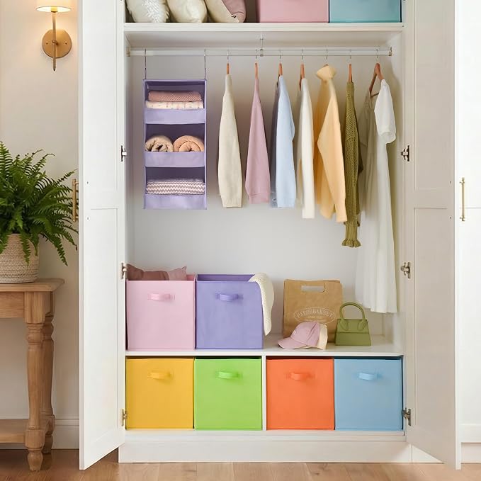 Cupic Cupid 6-Pack 13x13 Storage Cubes, Cube Organizer Bins, Pastel Colors | Foldable, Reinforced Front Handle, Holds Toys, Socks, Clothes, Fits Closet, Shelves, Playroom, Nursery, Cubby - Image 4