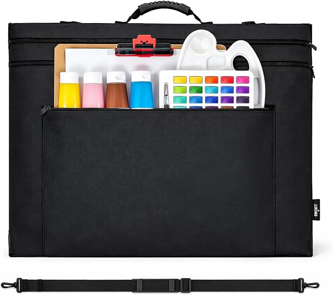 JJRING 23x31 Art Portfolio Tote Bag With Shoulder Strap, Black | Large Carrying Storage Case With Handle For Artwork, Posters, Canvas, And Drawing Boards by JJRING