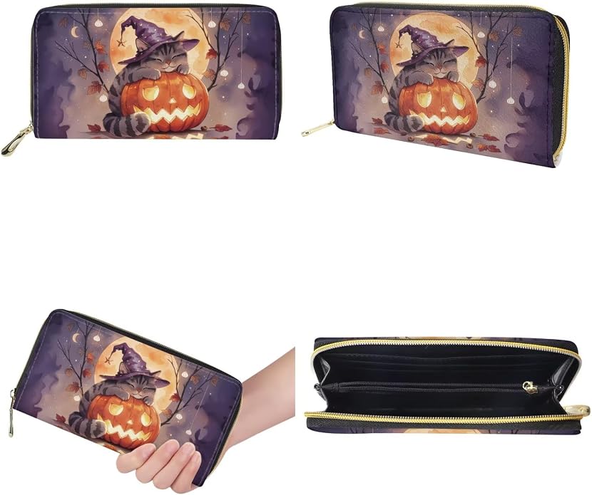 GIFTPUZZ Women Top Handle Bags Handbags with Zipper Leather Wallet Cash Card Phone Holder and Makeup Bag Set 3pcs - Image 7