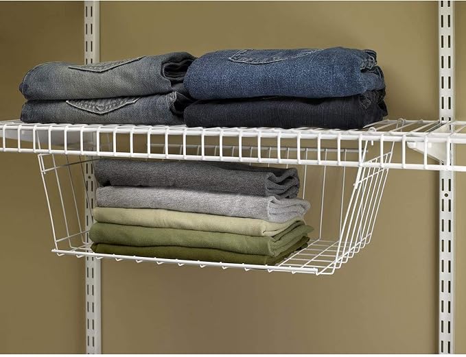 ClosetMaid 17 Inch Wide Hanging Basket Wire Shelving Accessory for Closet Shelves, Pantry Organizer, Kitchen, and Bathroom Storage, 2 Pack, White - Image 3