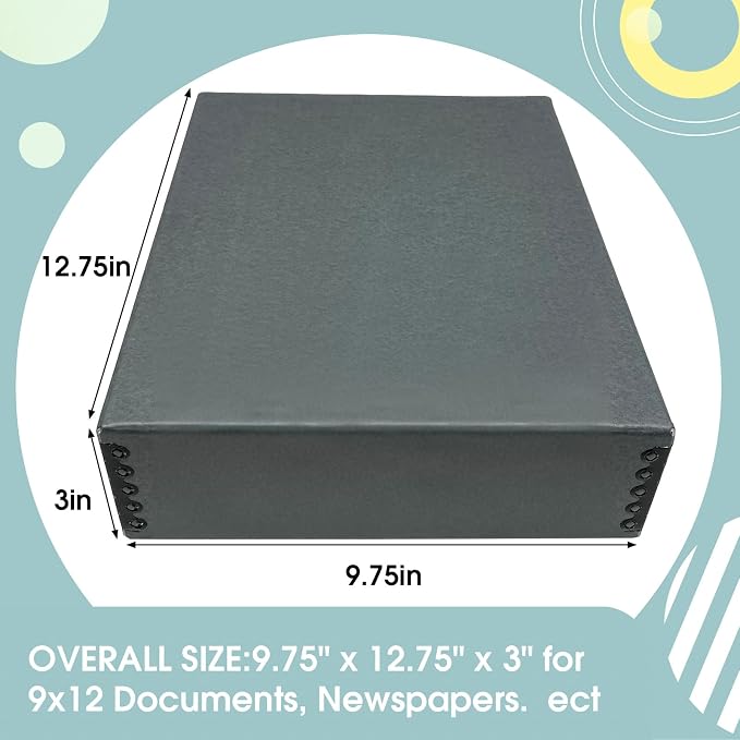 Golden State Art, Archival Storage Box, Gray, 9.75x12.75x3 Inch, Pack of 2 | Acid-Free Museum Box with Metal Edge Corner, for Storing Artwork Photos Documents Prints Arts And Crafts - Image 2