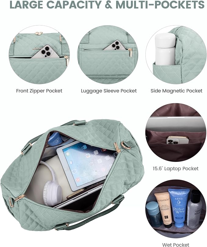 LOVEVOOK Travel Duffle Bag for Women, Weekender Overnight Bag with Shoe Compartment, Carry on Bag with Toiletry Bag, Gym Duffel Bag with Wet Pocket, Hospital Bags for Labor and Delivery 3 Pcs Set - Image 3