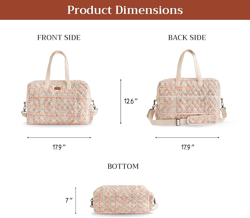 Maison d' Hermine Weekender Bags for Women Cotton Quilted Duffel Overnight Luggage Weekend Bag for Men Gym Gifts Travel | Overnight Luggage Weekend Bag for Men Gym Sports Gifts Duffle bag Business Travellers Trip Spring Summer - Image 5