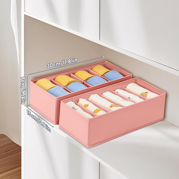 DIMJ Drawer Organiser, Cupboard Organiser, Set of 8, Pax Organiser, 30 x 15 x 9 cm, Organiser System for Wardrobe, Children's Clothes, Socks, Changing Utensils, Pink - Image 5