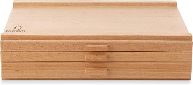 7 Elements 3 Drawer Wooden Artist Storage Supply Box for Pastels, Pencils, Pens, Markers, Brushes and Tools - Image 6