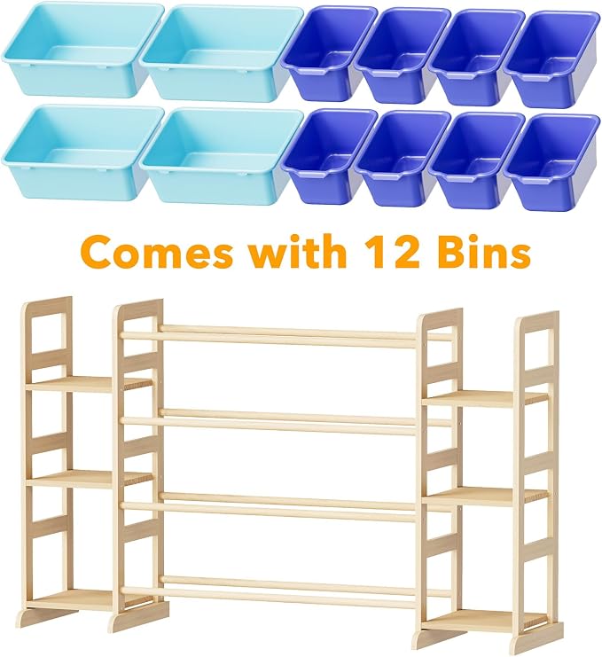 SpaceAid Toy Storage Organizer with 6 Shelves and 12 Bins, Toy Organizers Storage Bookshelf, Kids Bin Shelf Toys Box Bookcase for Bedroom Playroom Organization Room Decor, Blue and Navy Blue - Image 7
