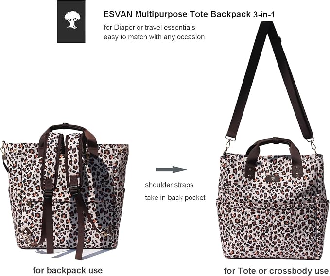 Diaper Tote Bag Totepack Backpack Crossbody Bag 3 in 1 for Women Laptop Backpack Multifunctional with Insulated Pockets - Image 4