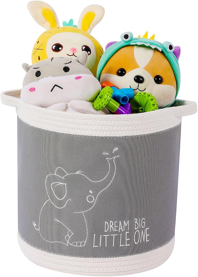 Toy Basket for Baby Laundry Hamper Blanket Baskets Cute Elephant Nursery Hampers Toy Storage Basket, Woven Cotton Rope Nursery Organization Bins For Girls Boys Kids Baby Shower Gifts Baskets by Unknown