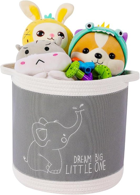Toy Basket for Baby Laundry Hamper Blanket Baskets Cute Elephant Nursery Hampers Toy Storage Basket, Woven Cotton Rope Nursery Organization Bins For Girls Boys Kids Baby Shower Gifts Baskets by Unknown