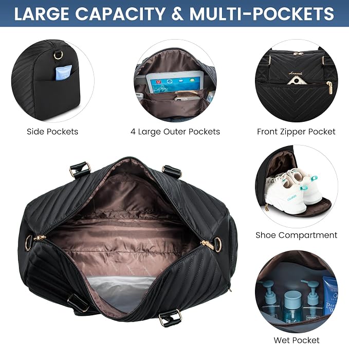 LOVEVOOK Travel Duffle Bag, Weekender Bag for Women with Toiletry Bag, Carry on Overnight Bag with Shoe Compartment, Gym Duffel Bag with Wet Pocket, Mommy Hospital Bags for Labor and Delivery - Image 3