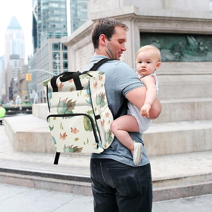 Watercolor Dragon Diaper Bag Backpack Multi Function Baby Changing Bags Waterproof Large Capacity Travel Back Pack for Mom Dad - Image 7