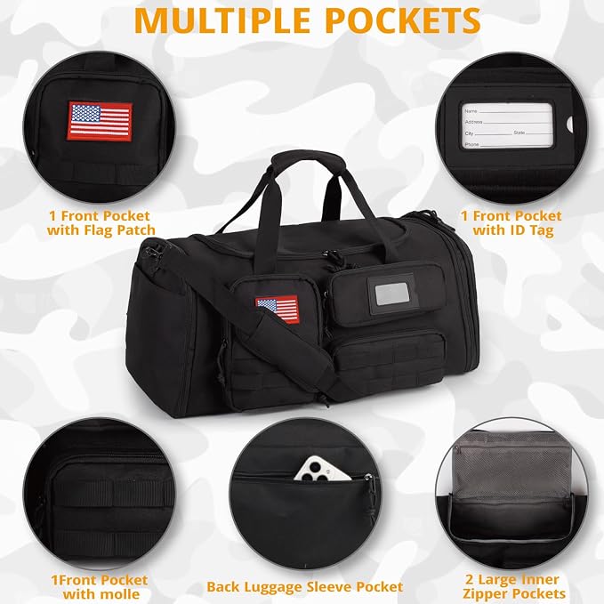 Expandable Gym Bag for Men,Tactical Large 3-in-1 Travel Duffle Backpack Bag | Water-Resistant Sports Bag With Shoes Compartment,Multi-Functional Travel Duffel Bag For Weekend, Overnight, Workout,Camping - Image 4