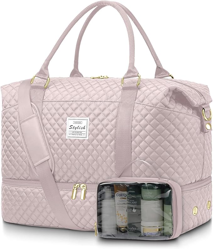 Women Weekender Travel Duffle Bag: Travel Duffel Overnight Bags with Shoe Compartment Large Carry on Tote Bag Toiletry Bag Weekend Yoga Gym Hospital Bags for Labor and Delivery with Wet Pocket by FIUAIE