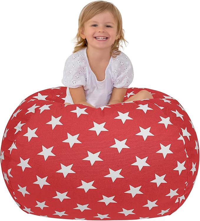 Aubliss Stuffed Animal Storage, Canvas Bean Bag Chairs Cover, Large 38" | Kids Toy Storage Organizer for Blankets Towels Clothes by Aubliss