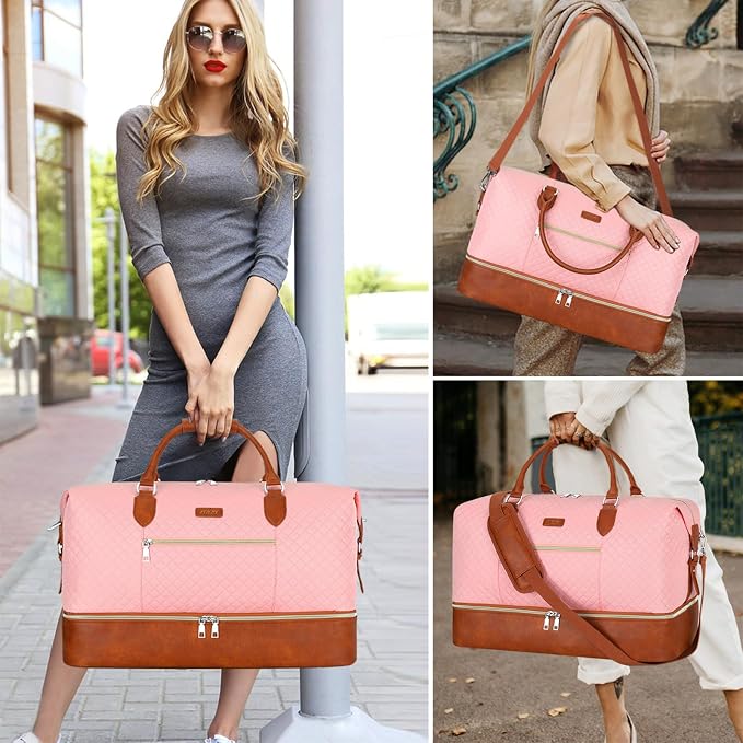 ITIEZY Weekender Bag for Women 21.5" Travel Duffel Large Carry On Bag 3PCS | Nylon Duffel Bag with Waterproof Shoe Compartment, Crossbody Bag and Toiletry Bag, Travel Weekend Hospital Overnight Gym Bag - Image 8
