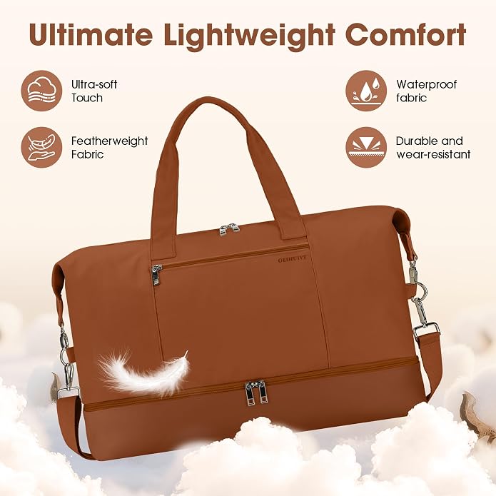 Women's Weekender bag Travel Duffel Bag with Shoe Compartment 21-inch Airline-Approved Carry-On, 2-Piece Overnight Bag Set Personal Item Luggage - Image 2
