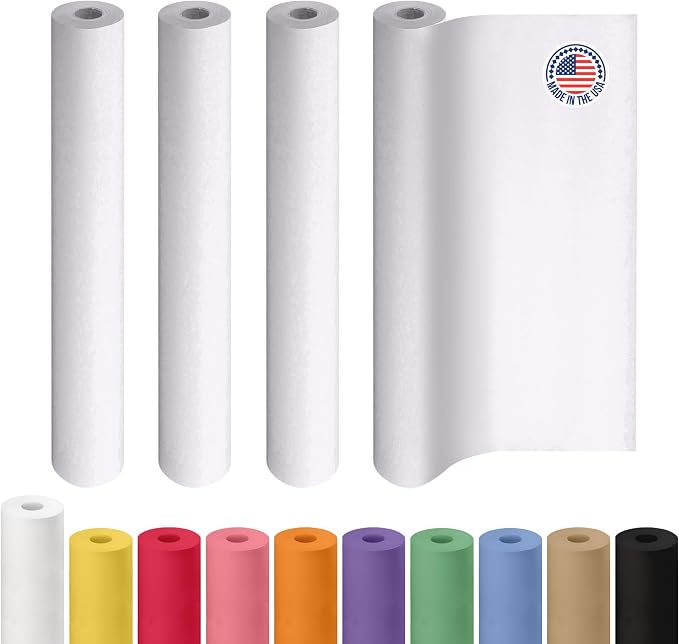 Extra White Offset Kraft Paper Roll 36" x 2160" (180 ft), 4-Pack – USA-Made 50lb Premium Eco Paper, Brighter-Than-Standard White – Ideal for Arts & Crafts, School Projects, Wrapping by IDL Packaging by IDLPackaging