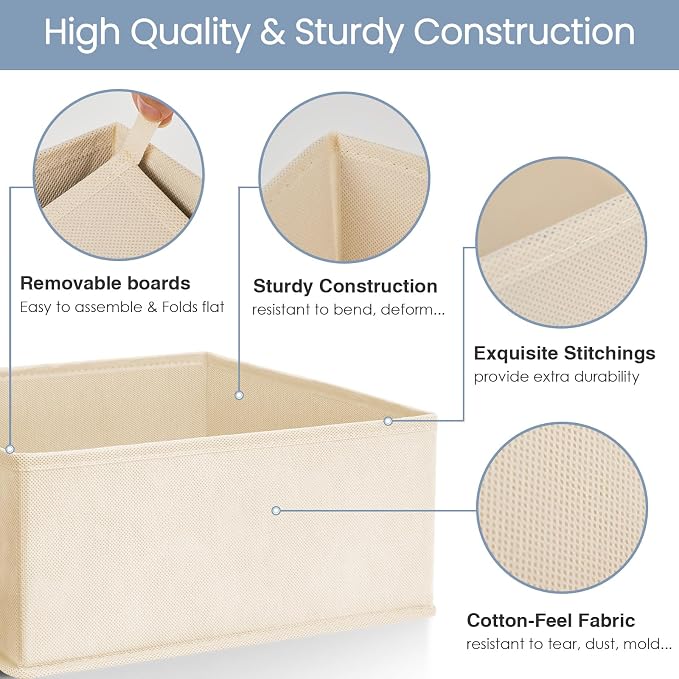 Drawer Organizer Clothes,16 Pack Underwear Drawer Organizers, Foldable Closet Organizers and Storage Dresser Drawer Dividers Clothing Organizer for Clothes, Socks, Scarves, Bra, Ties (Beige) - Image 4