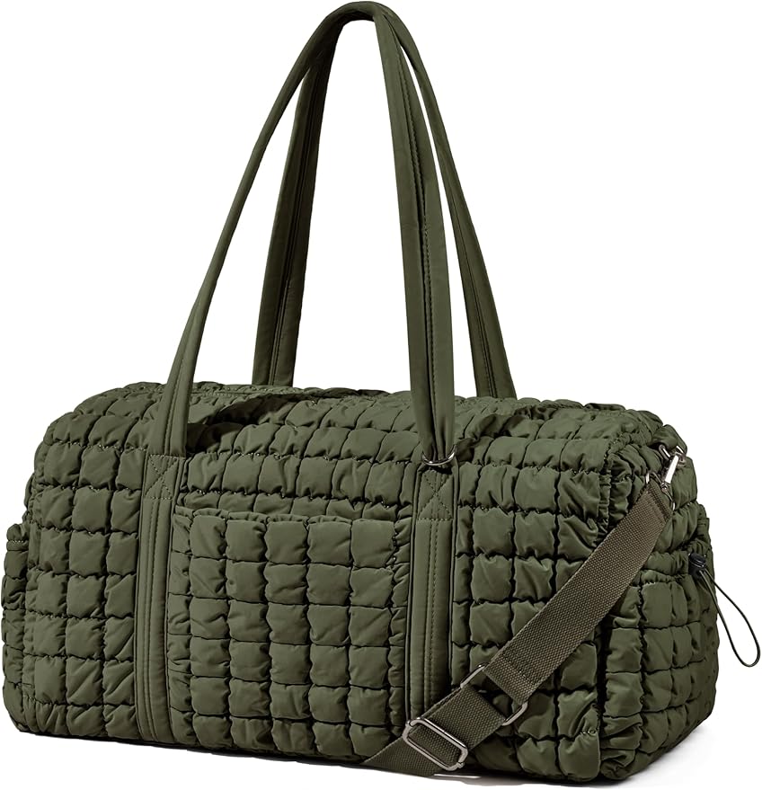 Quilted Travel Duffle Bag Puffer Weekender Bag Overnight Bag Duffel Gym Bag | Medium Soft Puffy Carry-On for Women, Large Lightweight Personal Item Travel Bag for Trips Business Sport Airplane Hospital by Unilily