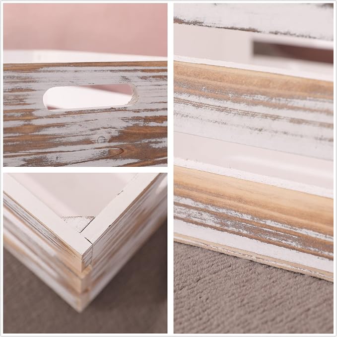 Large Size Wood Crates For Storage,Decorative Vintage White Wooden Crates For Display,Handmade Solid Wood Boxes,Set Of 3 Rustic White Wooden Crate. (vintage white) - Image 6