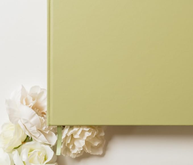 Personalized Guestbook in Sage - Premium Custom Modern Guest Book for Wedding Reception, Birthday Party or Events w/Bookmark Blank Pages for Signing 11.5 x 8.5 inches - Image 4