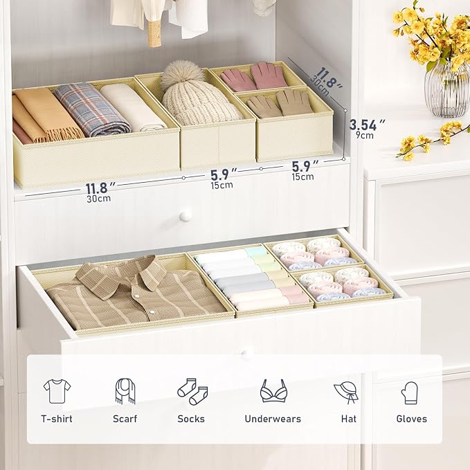 DIMJ Drawer Organizer Clothes, 21 Pack Dresser Organizer, Foldable Closet Organizers and Storage, Fabric Dresser Bins, Drawer Dividers for Nursery, Baby Clothes, Underwears, Sock - Image 2