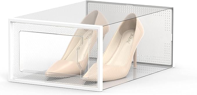 12 Pack Shoe Storage Box, Clear Plastic Stackable Shoe Organizer for Closet, Space Saving Foldable Shoe Rack Sneaker Container Bin Holder - Image 4