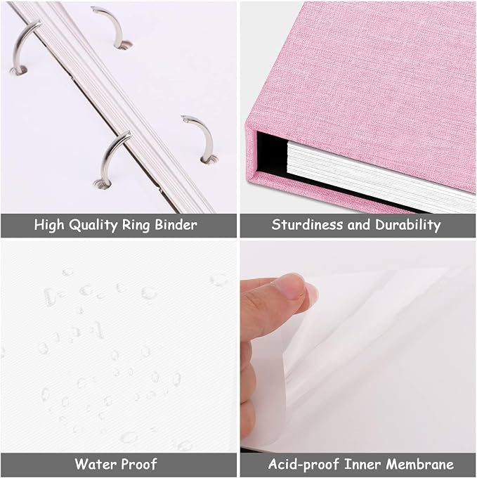 Zesthouse Photo Album Self Adhesive with Picture Display Window, 3-Ring Scrapbook Albums 60 Pages Holds 8x10 5x7 4x6 Photos, DIY Photo Book Ideal Gift for Family Wedding Baby - Image 5