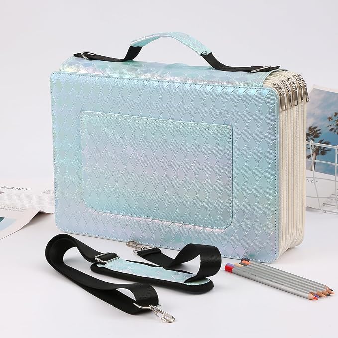 500 Individual-Slots Colored Pencil Case | w/Handle, Shoulder Strap - Image 6