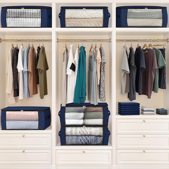 35L Closet Organizers, Foldable Under Bed Storage Containers | Storage Bags with Zippers,Window and Handles for Organizing Bedroom, Closet, Clothing,Organization with Handle - Image 7
